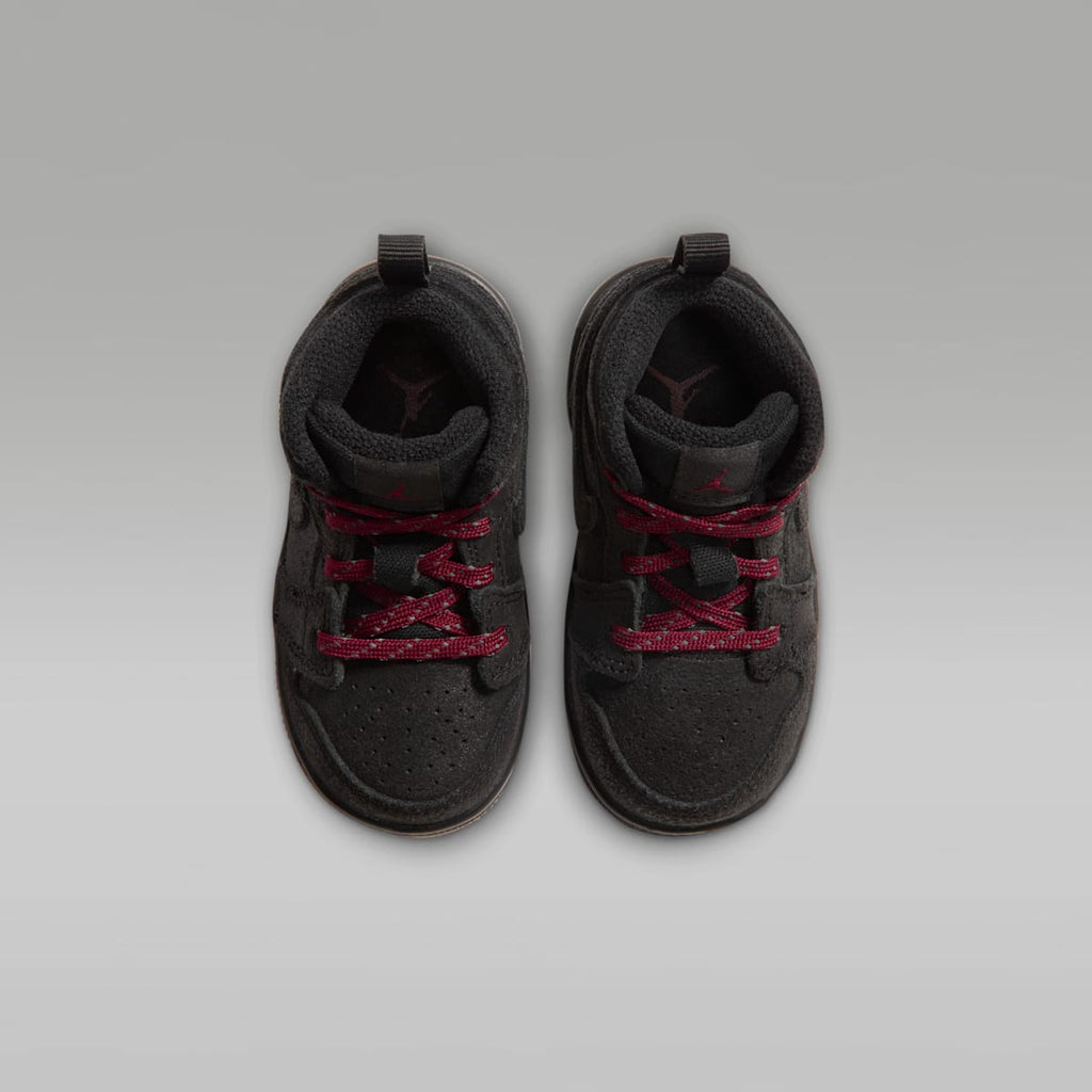 Jordan 1 Mid SE Baby/Toddler Shoes - Black/Gum Medium Brown/Team Red - Image 4