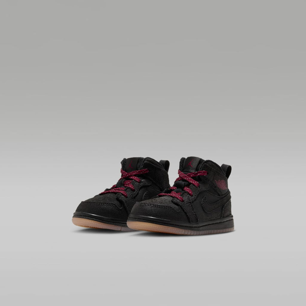 Jordan 1 Mid SE Baby/Toddler Shoes - Black/Gum Medium Brown/Team Red - Image 5