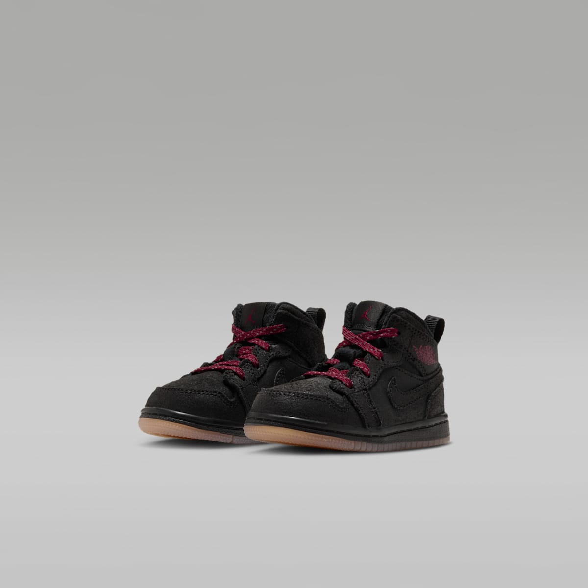 Jordan 1 Mid SE Baby/Toddler Shoes - Black/Gum Medium Brown/Team Red - Image 5