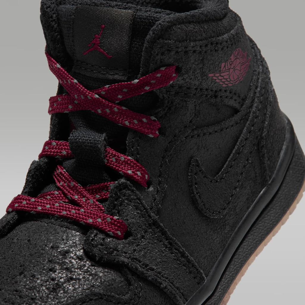 Jordan 1 Mid SE Baby/Toddler Shoes - Black/Gum Medium Brown/Team Red - Image 7