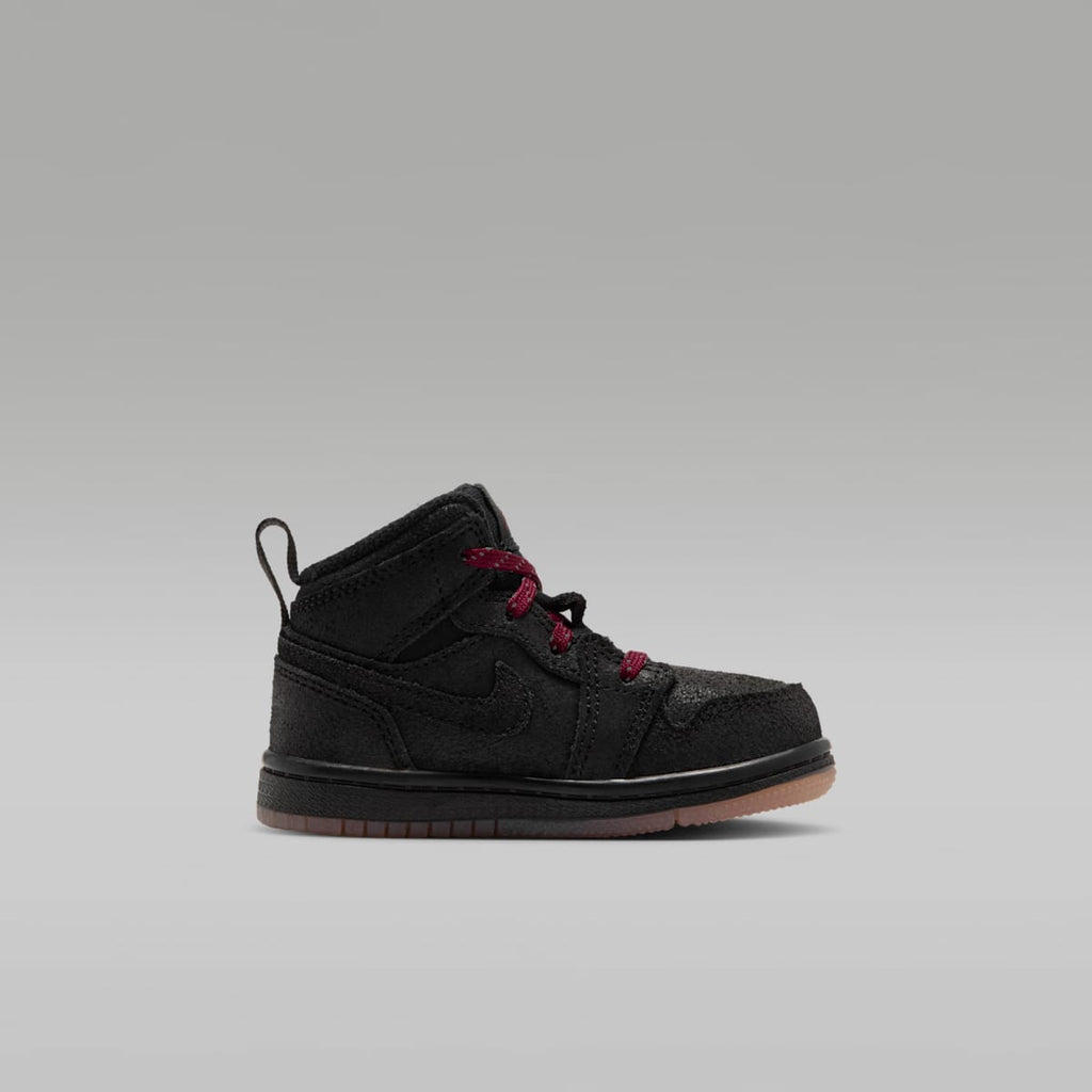 Jordan 1 Mid SE Baby/Toddler Shoes - Black/Gum Medium Brown/Team Red - Image 3