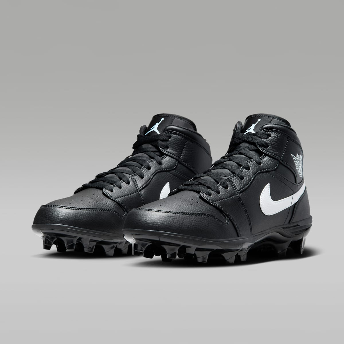 Jordan 1 Mid TD Men's Football Cleat - Black/Black/White - Image 5