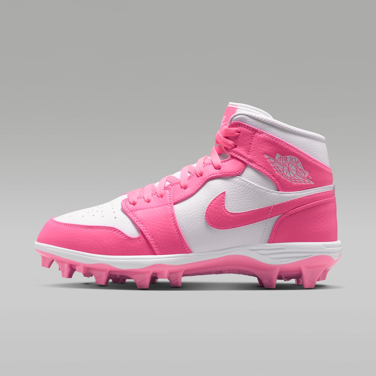 Jordan 1 Mid TD Men's Football Cleat - Digital Pink/White - Image 1