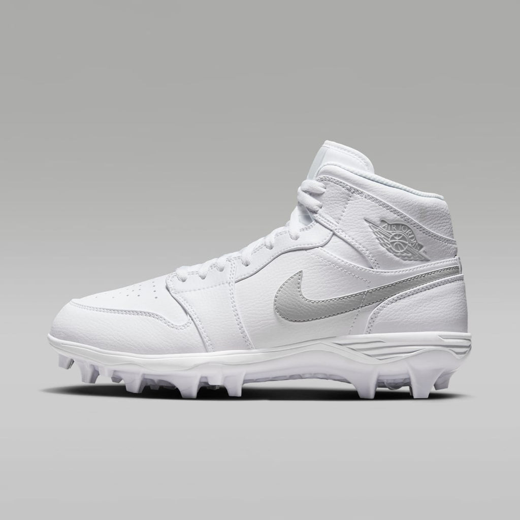 Jordan 1 Mid TD Men's Football Cleat - White/White/Grey Fog - Image 1