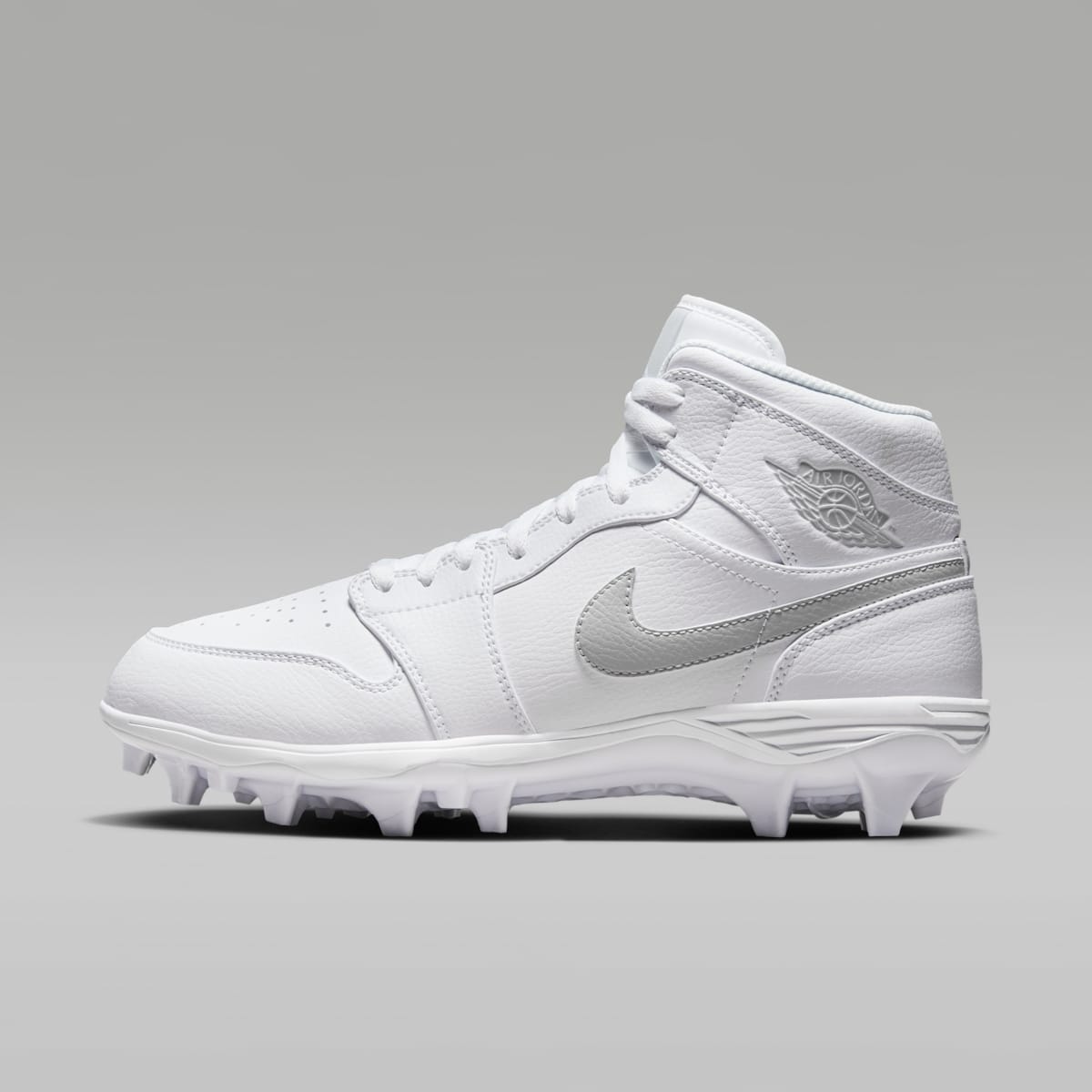 Jordan 1 Mid TD Men's Football Cleat - White/White/Grey Fog - Image 1
