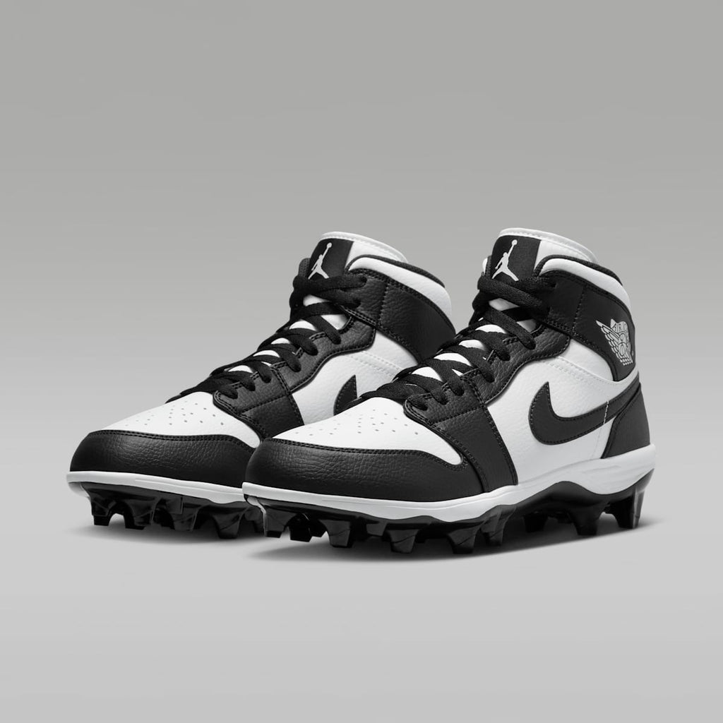 Jordan 1 Mid TD Men's Football Cleat - White/Black/Black - Image 5