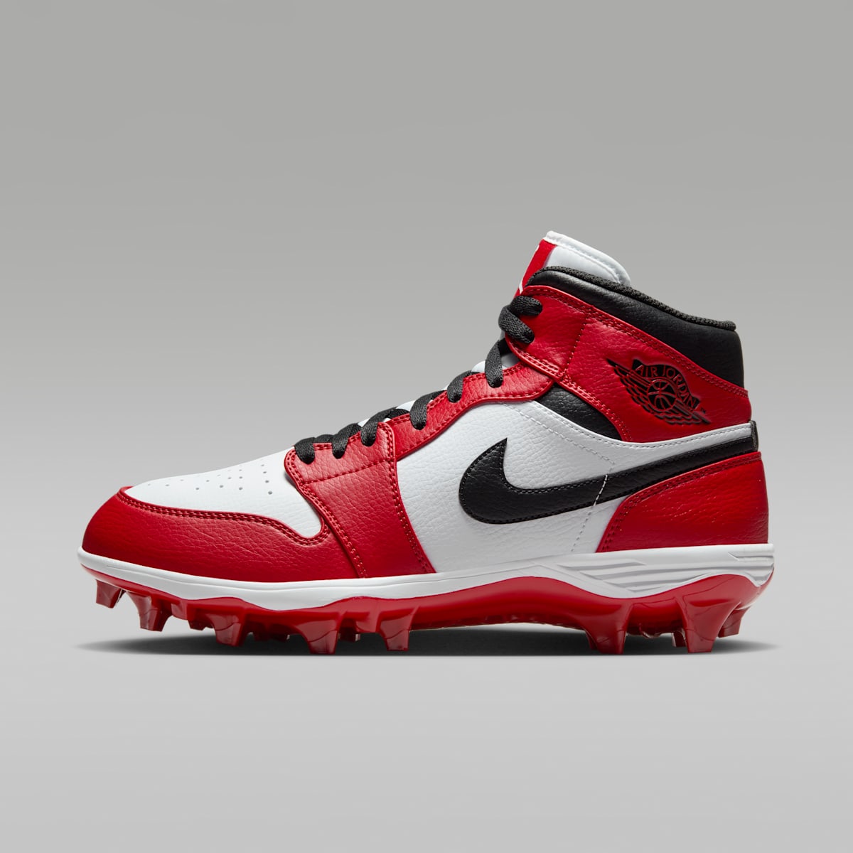 Jordan 1 Mid TD Men's Football Cleat - White/Varsity Red/Black - Image 1