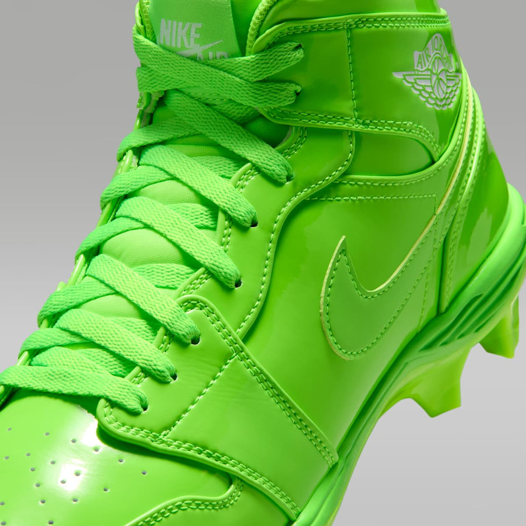 Jordan 1 Mid TD Men's Football Cleat - Electric Green/White/Electric Green - Image 8