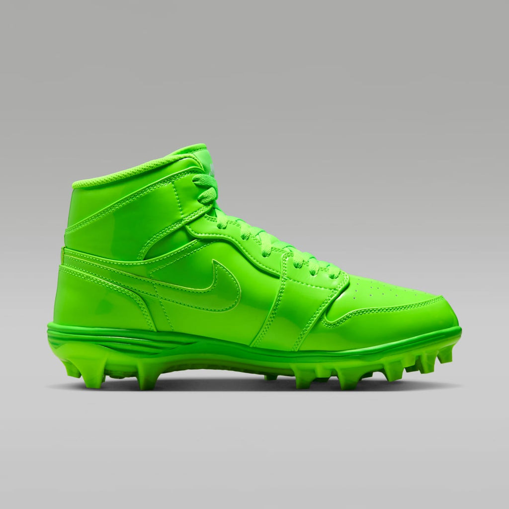 Jordan 1 Mid TD Men's Football Cleat - Electric Green/White/Electric Green - Image 3