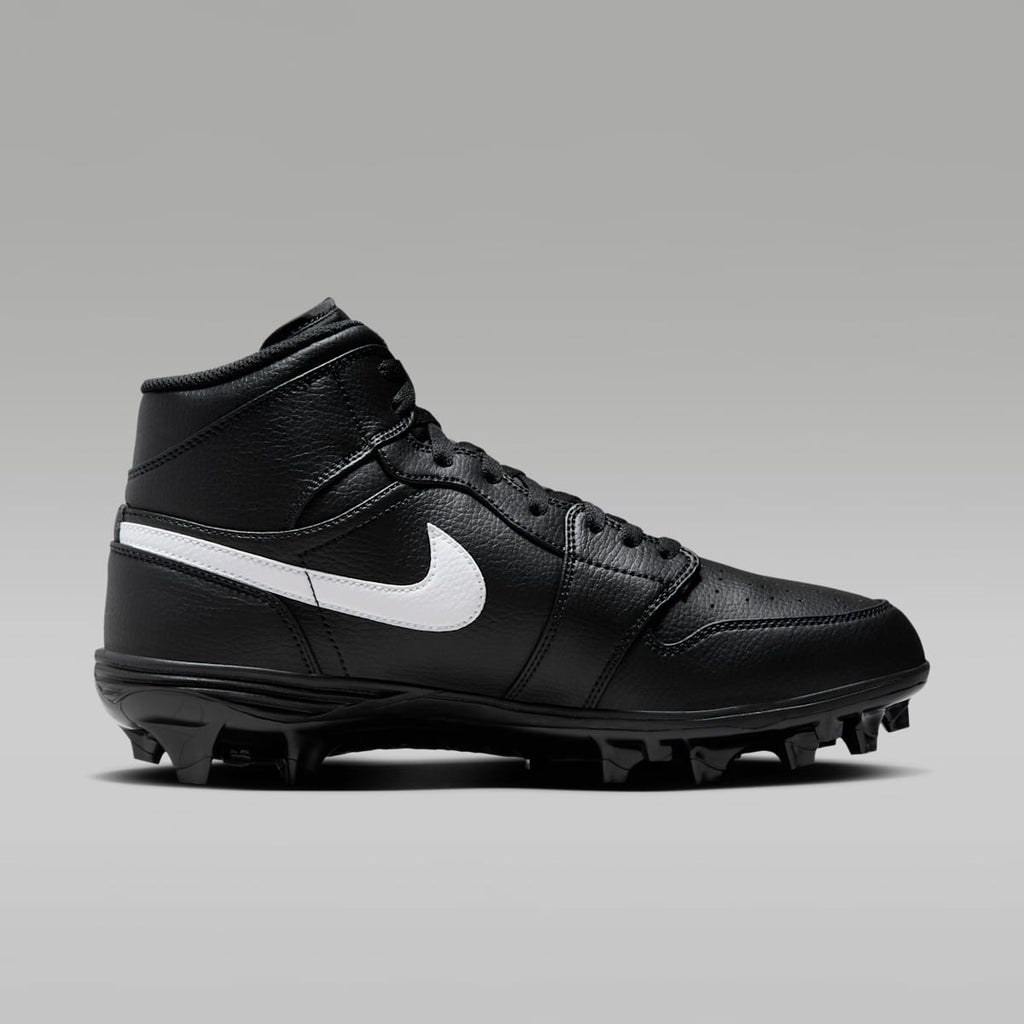Jordan 1 Mid TD Men's Football Cleat - Black/Black/White - Image 3