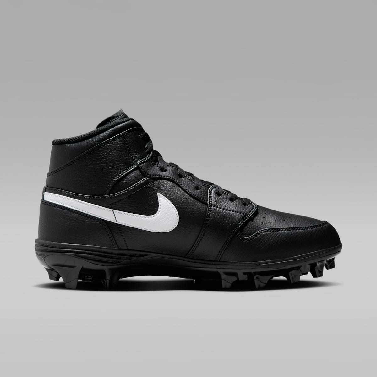 Jordan 1 Mid TD Men's Football Cleat - Black/Black/White - Image 3