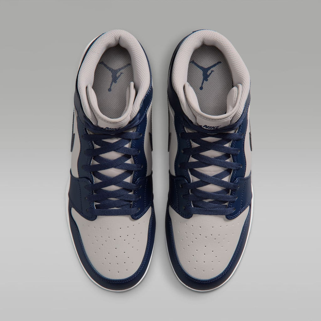 Jordan 1 Mid TD Men's Football Cleat - Wolf Grey/White/College Navy - Image 4