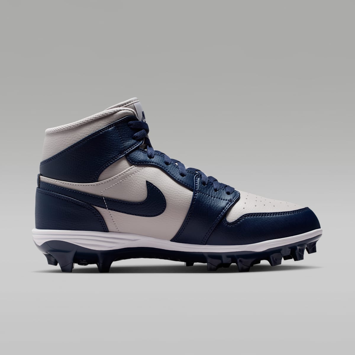 Jordan 1 Mid TD Men's Football Cleat - Wolf Grey/White/College Navy - Image 3