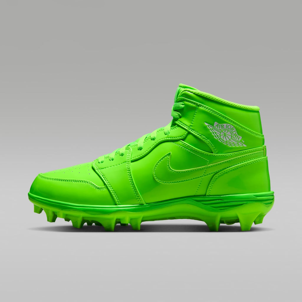 Jordan 1 Mid TD Men's Football Cleat - Electric Green/White/Electric Green - Image 1