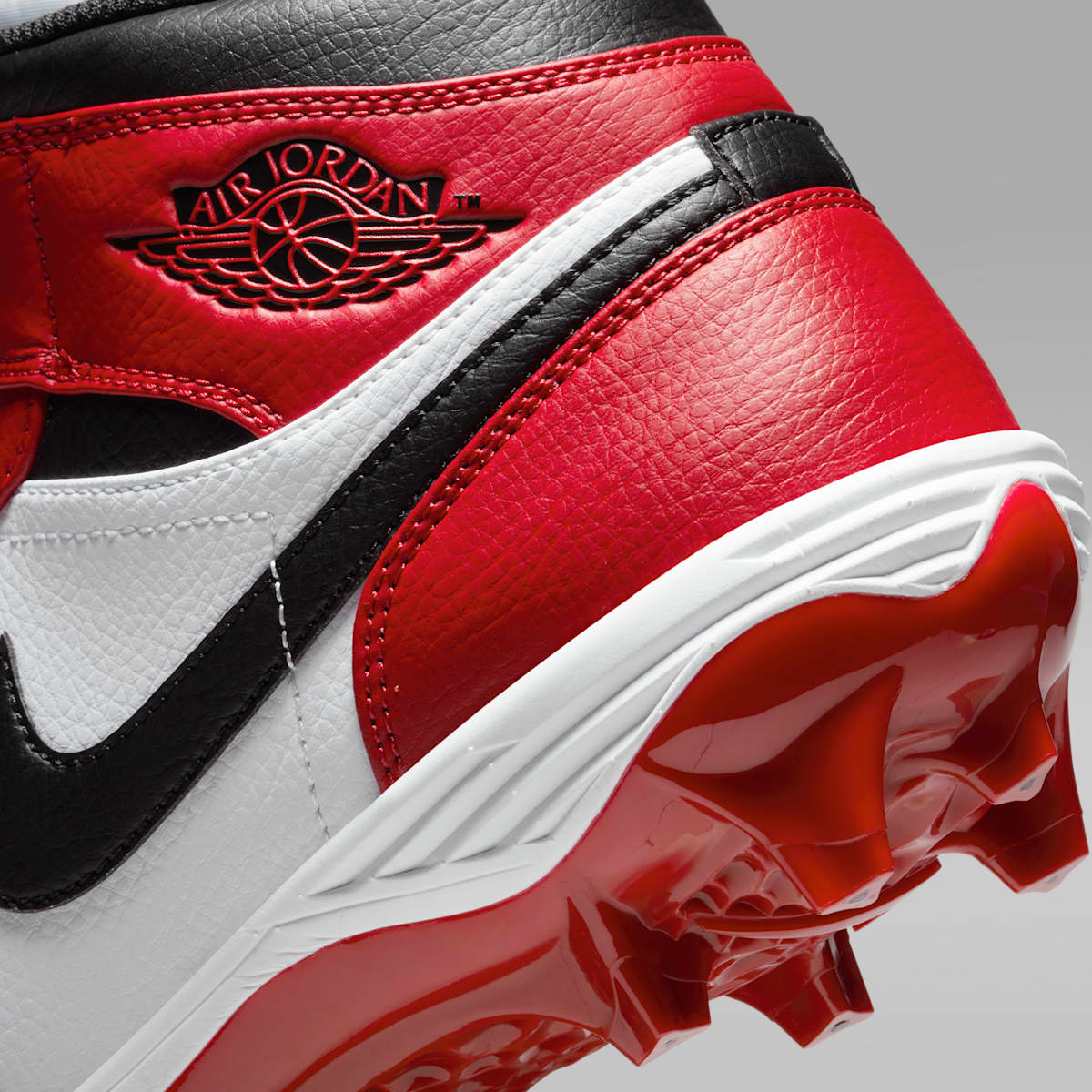 Jordan 1 Mid TD Men's Football Cleat - White/Varsity Red/Black - Image 9