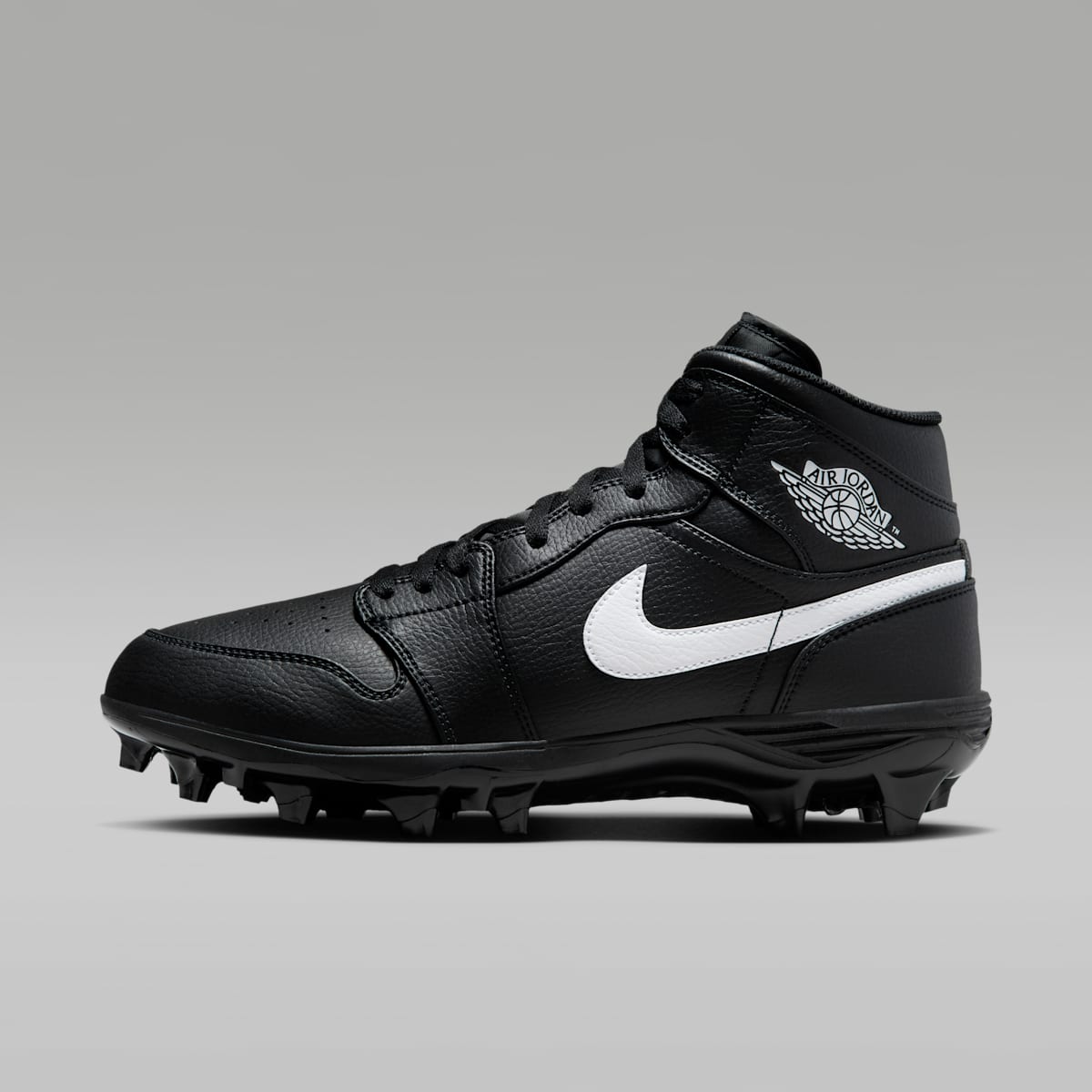 Jordan 1 Mid TD Men's Football Cleat - Black/Black/White - Image 1