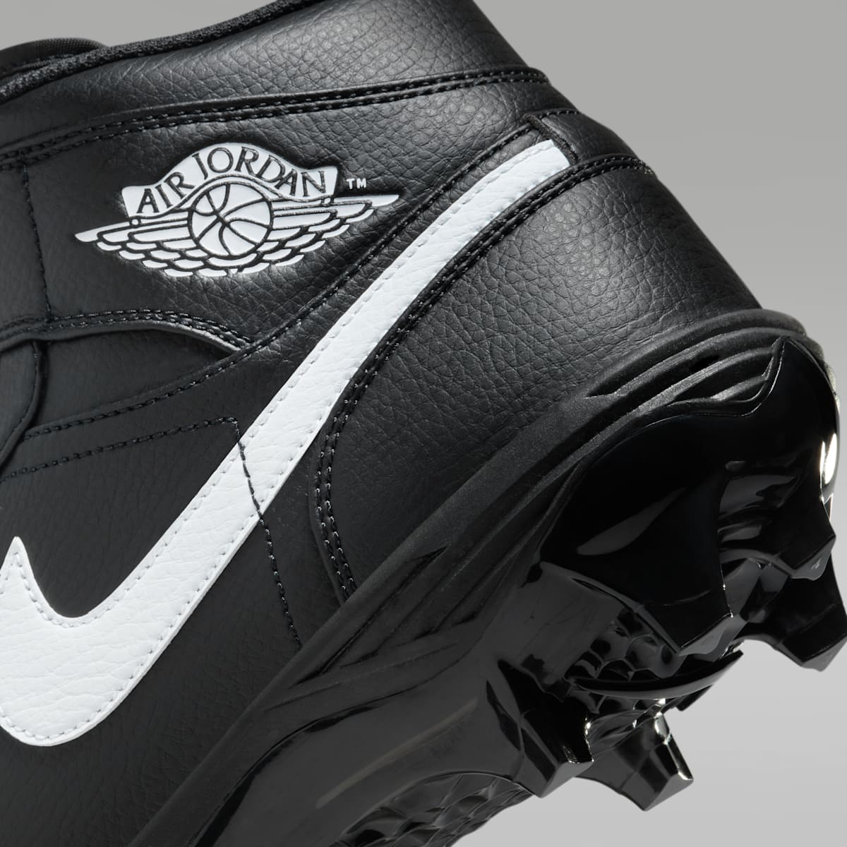 Jordan 1 Mid TD Men's Football Cleat - Black/Black/White - Image 9