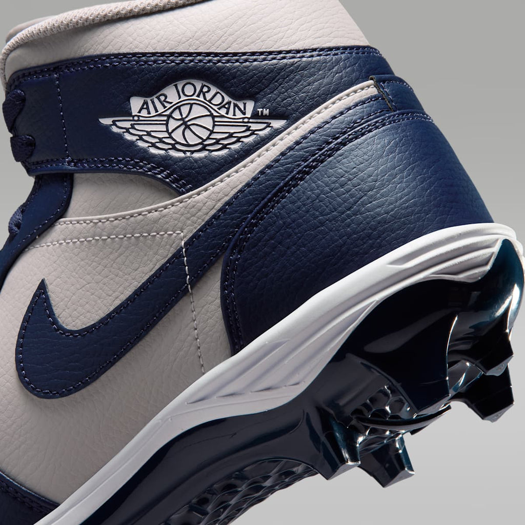 Jordan 1 Mid TD Men's Football Cleat - Wolf Grey/White/College Navy - Image 9