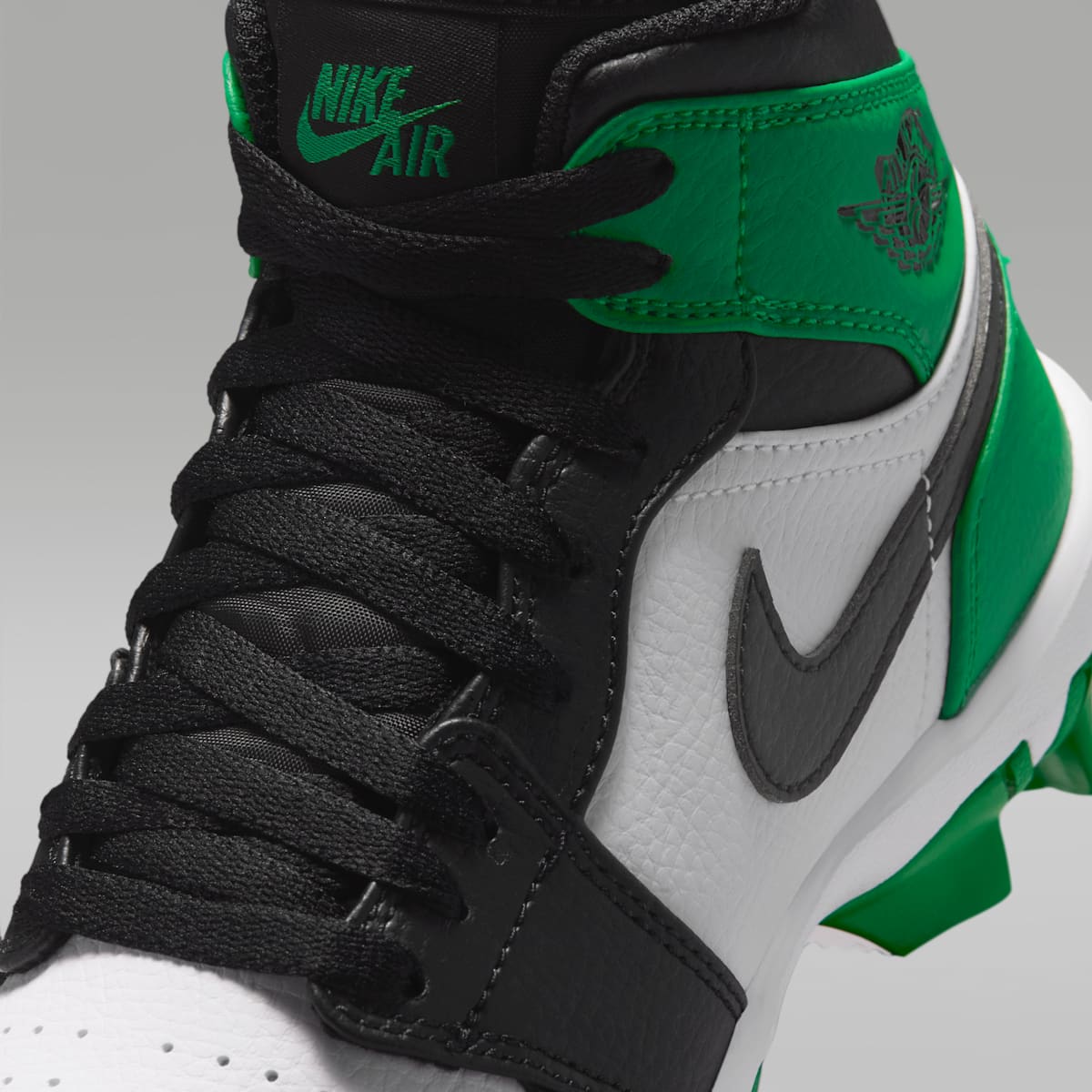 Jordan 1 Mid Little/Big Kids' Cleats - Black/Lucky Green