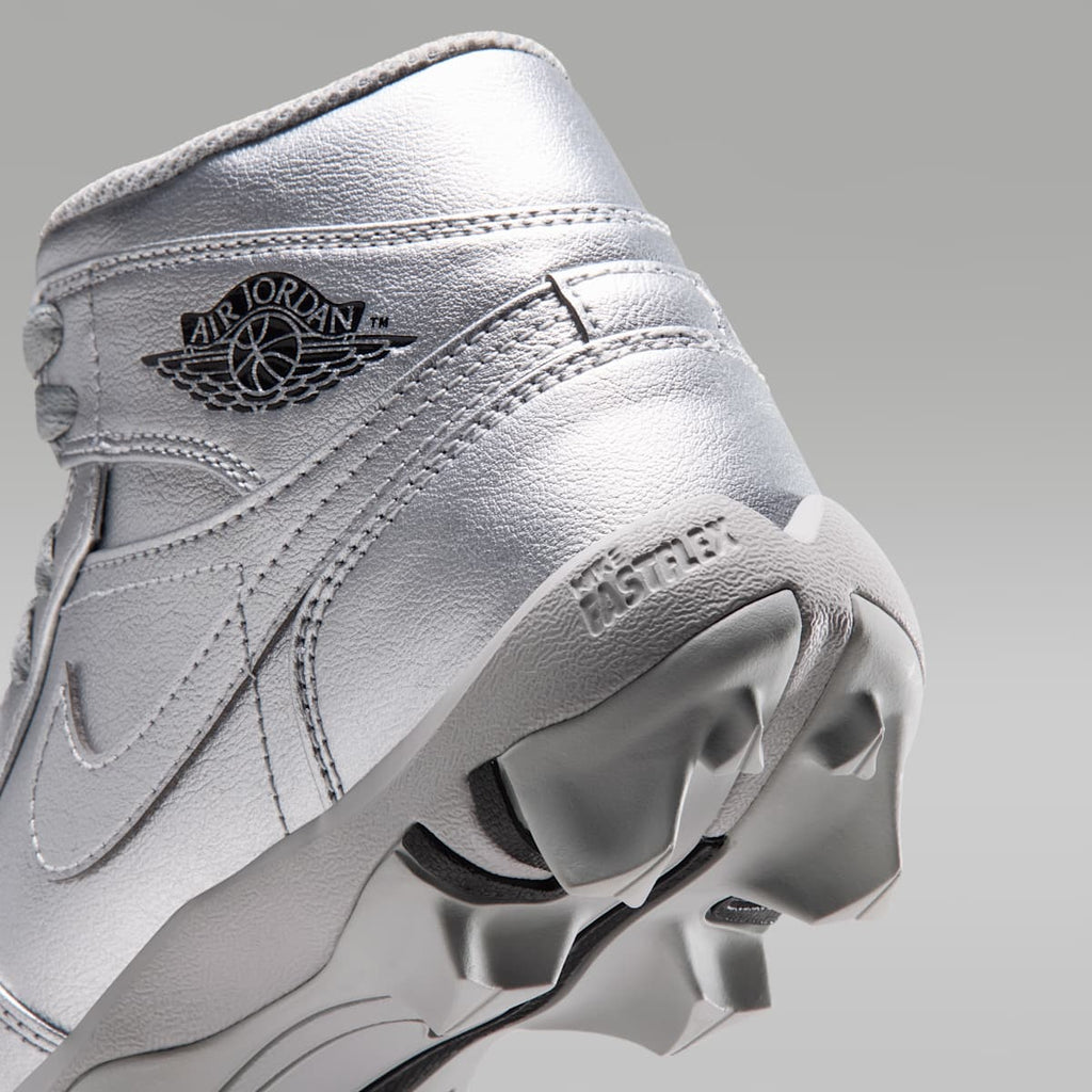 Jordan 1 Mid Little/Big Kids' Cleats - Metallic Silver/Black