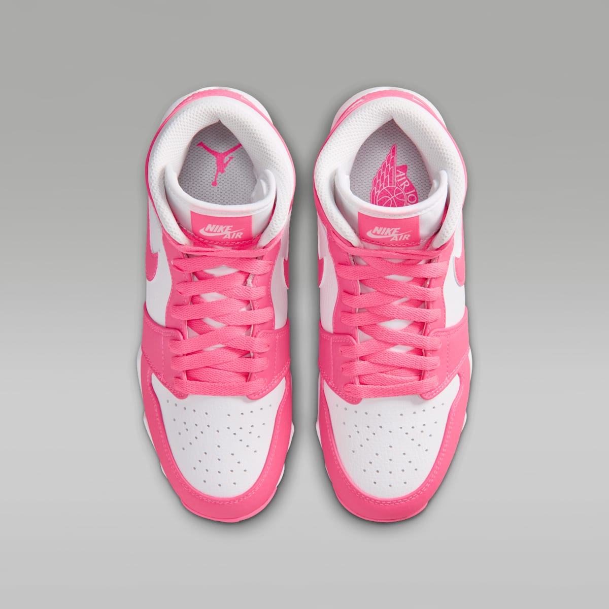 Jordan 1 Mid Little/Big Kids' Cleats - White/Sunset Pulse/Digital Pink