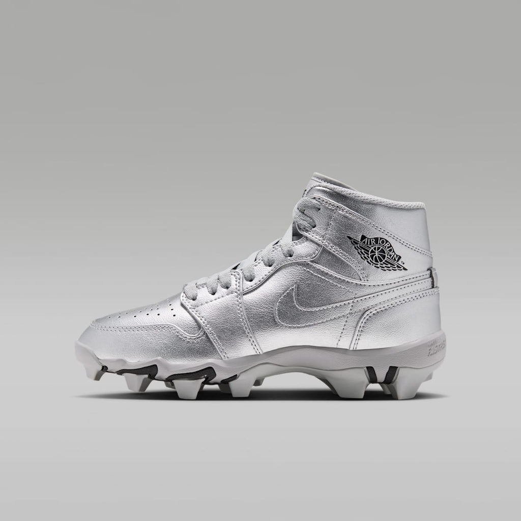 Jordan 1 Mid Little/Big Kids' Cleats - Metallic Silver/Black