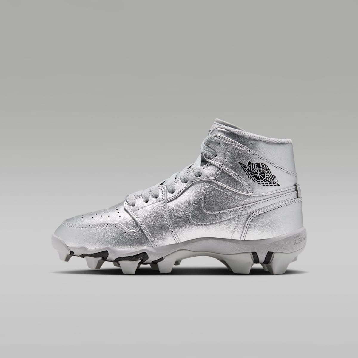 Jordan 1 Mid Little/Big Kids' Cleats - Metallic Silver/Black