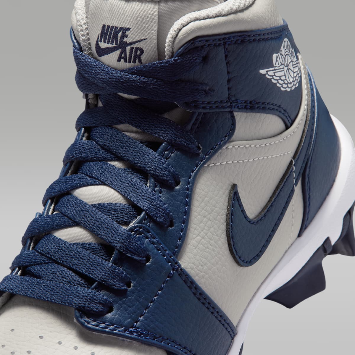 Jordan 1 Mid Little/Big Kids' Cleats - Wolf Grey/College Navy