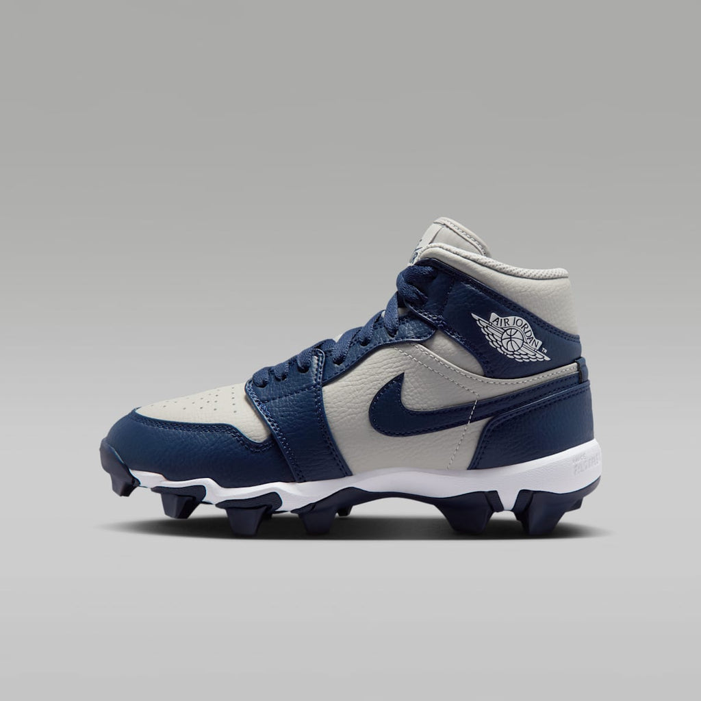 Jordan 1 Mid Little/Big Kids' Cleats - Wolf Grey/College Navy