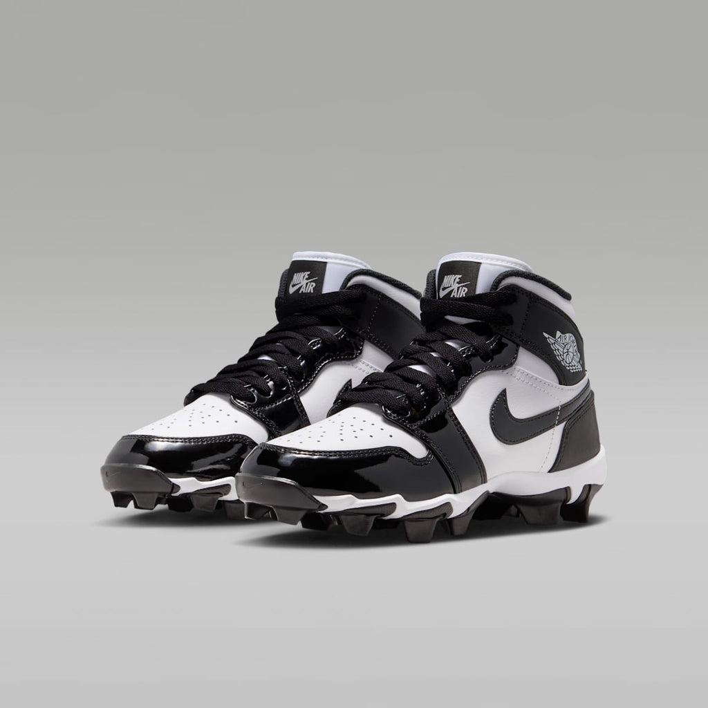Jordan 1 Mid Little/Big Kids' Cleats - White/Black/Black