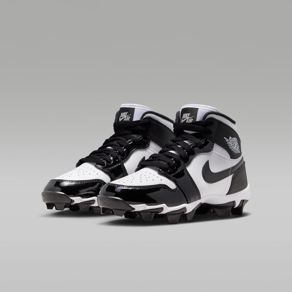 Jordan 1 Mid Little/Big Kids' Cleats - White/Black/Black