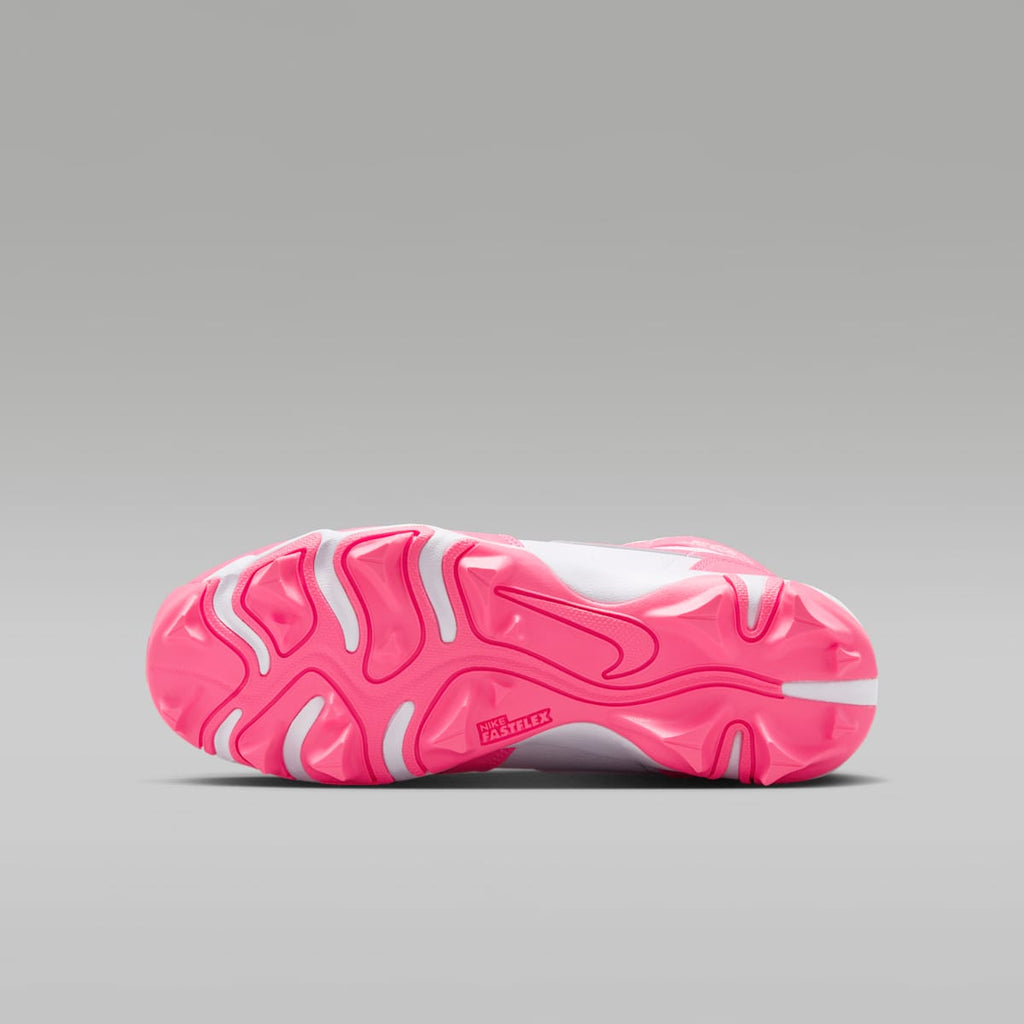 Jordan 1 Mid Little/Big Kids' Cleats - White/Sunset Pulse/Digital Pink