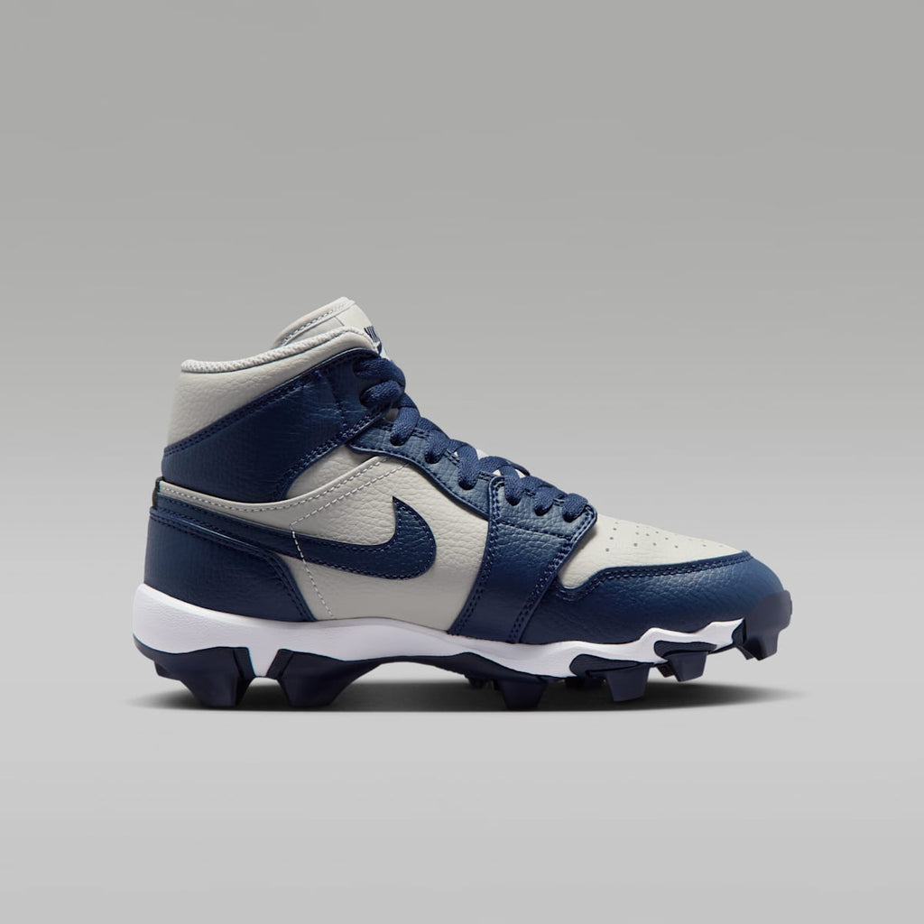 Jordan 1 Mid Little/Big Kids' Cleats - Wolf Grey/College Navy