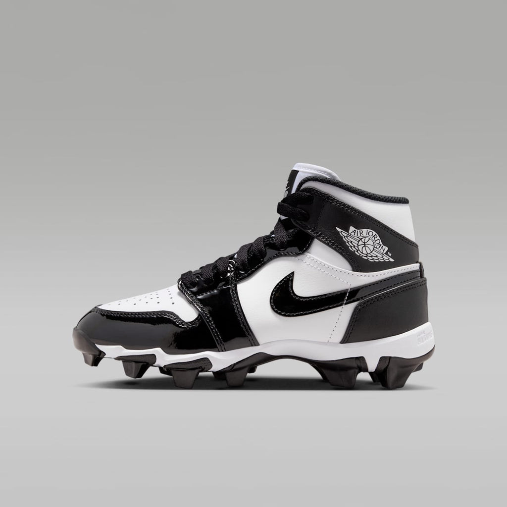 Jordan 1 Mid Little/Big Kids' Cleats - White/Black/Black