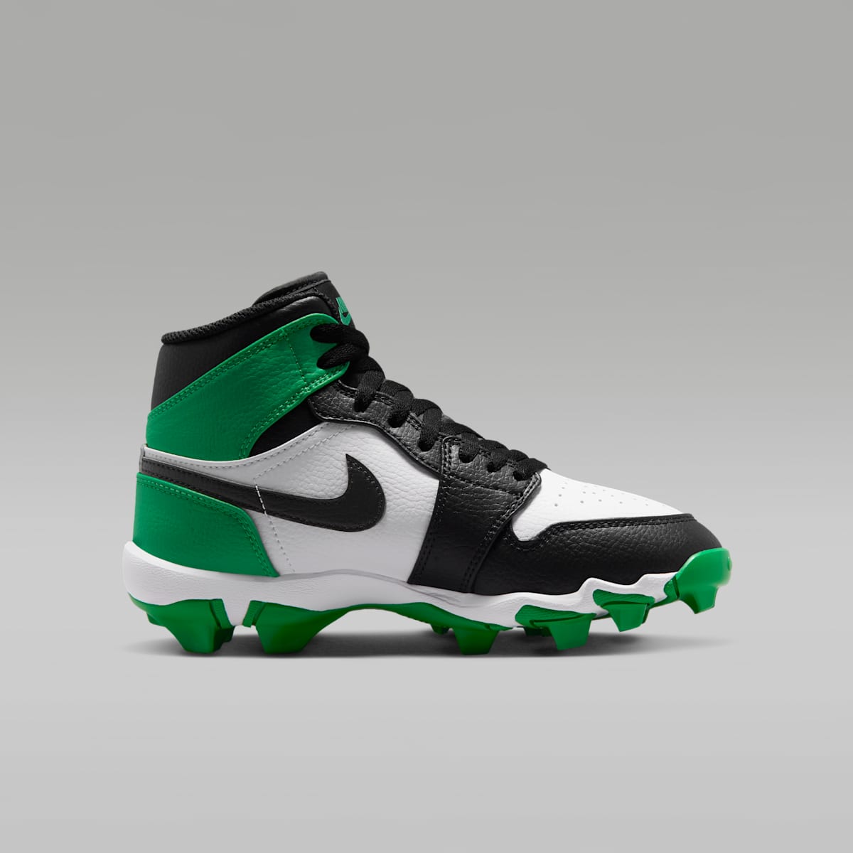Jordan 1 Mid Little/Big Kids' Cleats - Black/Lucky Green