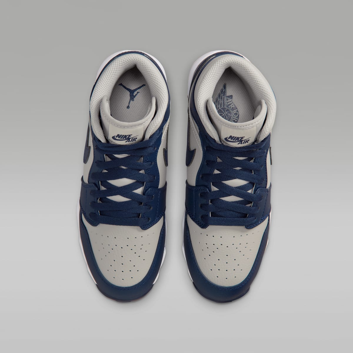 Jordan 1 Mid Little/Big Kids' Cleats - Wolf Grey/College Navy
