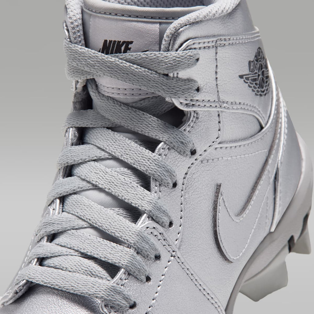 Jordan 1 Mid Little/Big Kids' Cleats - Metallic Silver/Black