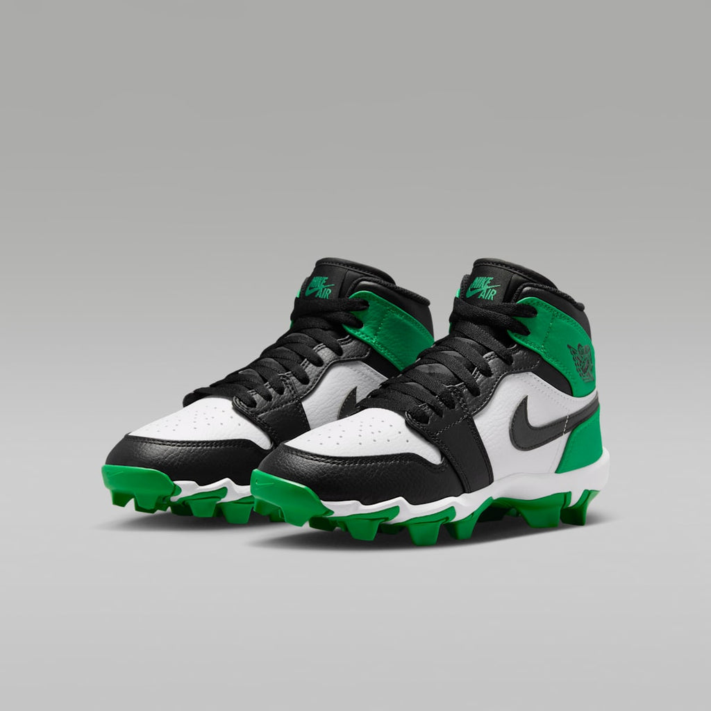 Jordan 1 Mid Little/Big Kids' Cleats - Black/Lucky Green