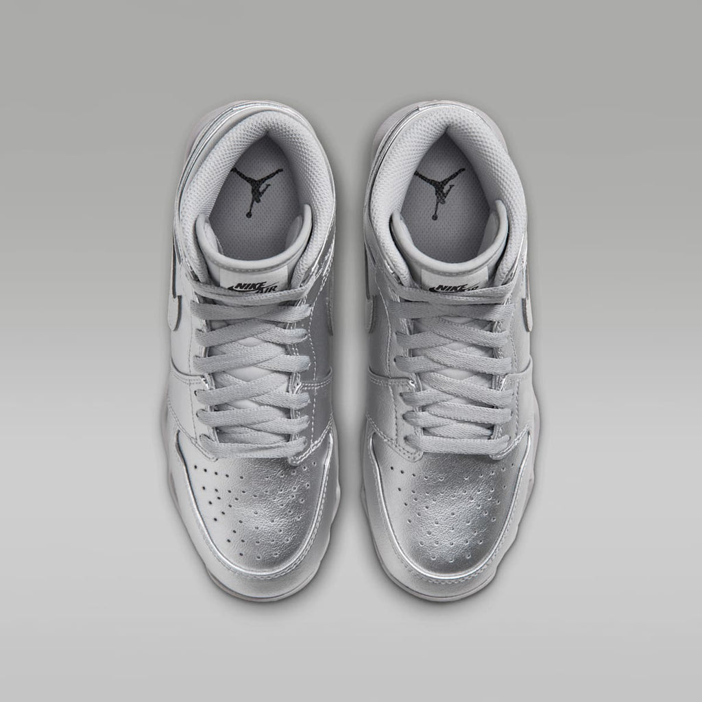 Jordan 1 Mid Little/Big Kids' Cleats - Metallic Silver/Black