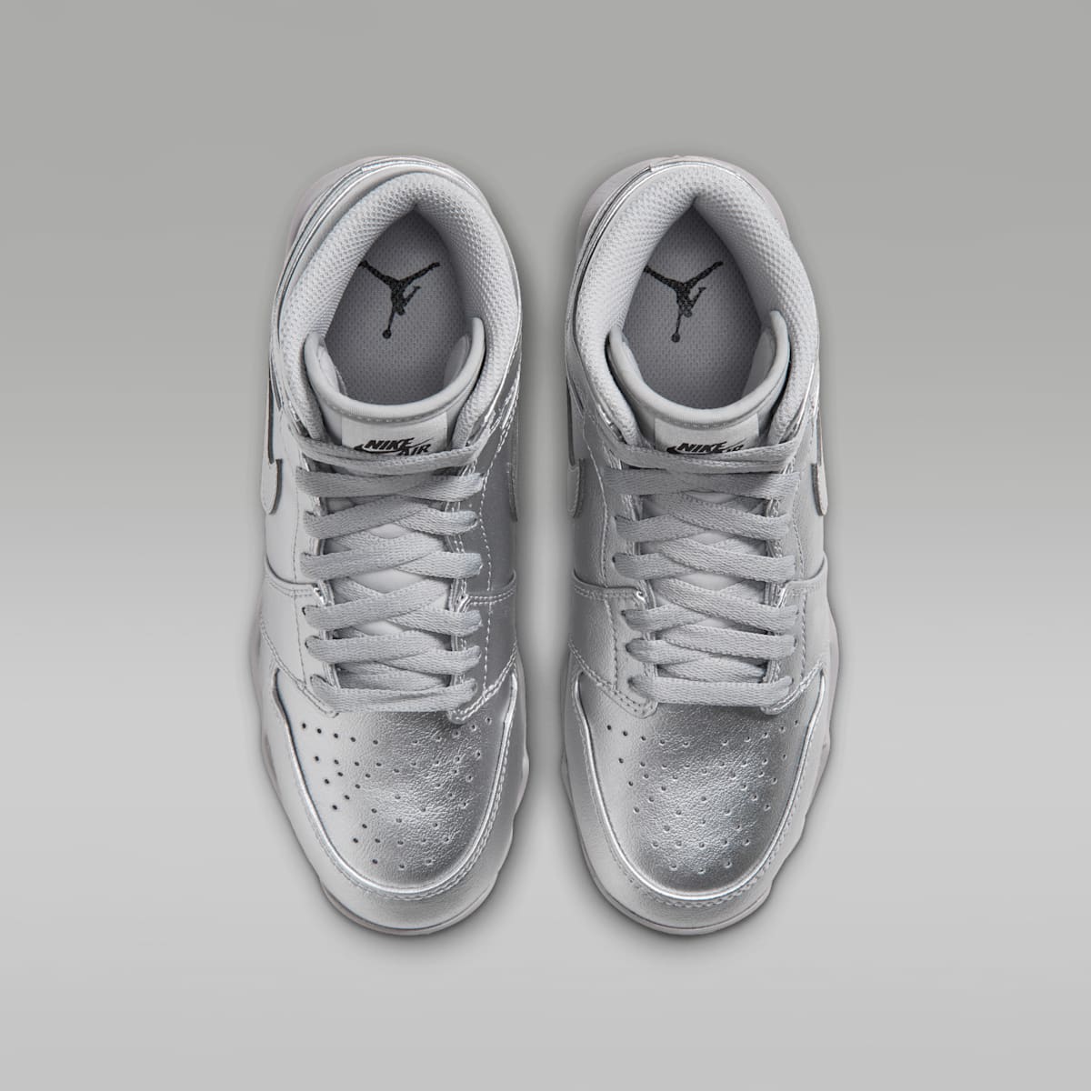 Jordan 1 Mid Little/Big Kids' Cleats - Metallic Silver/Black