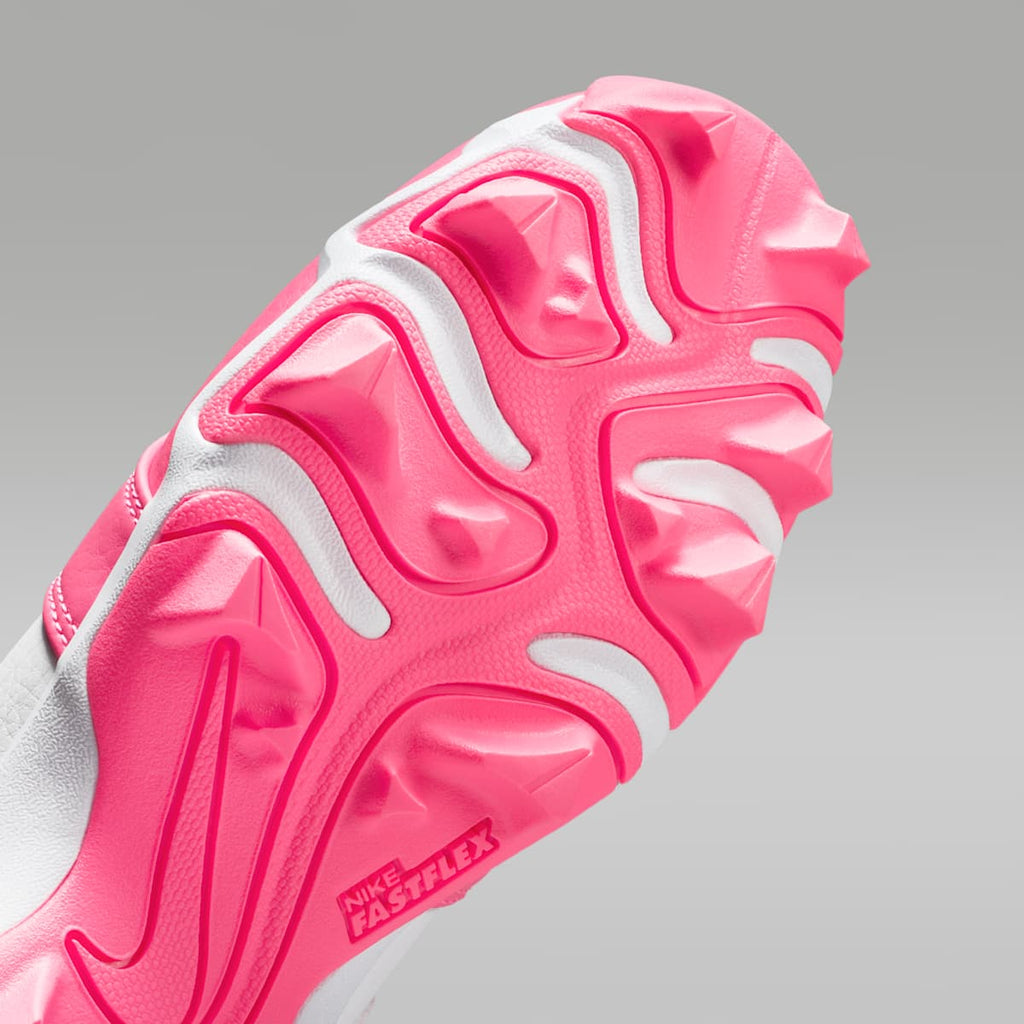 Jordan 1 Mid Little/Big Kids' Cleats - White/Sunset Pulse/Digital Pink