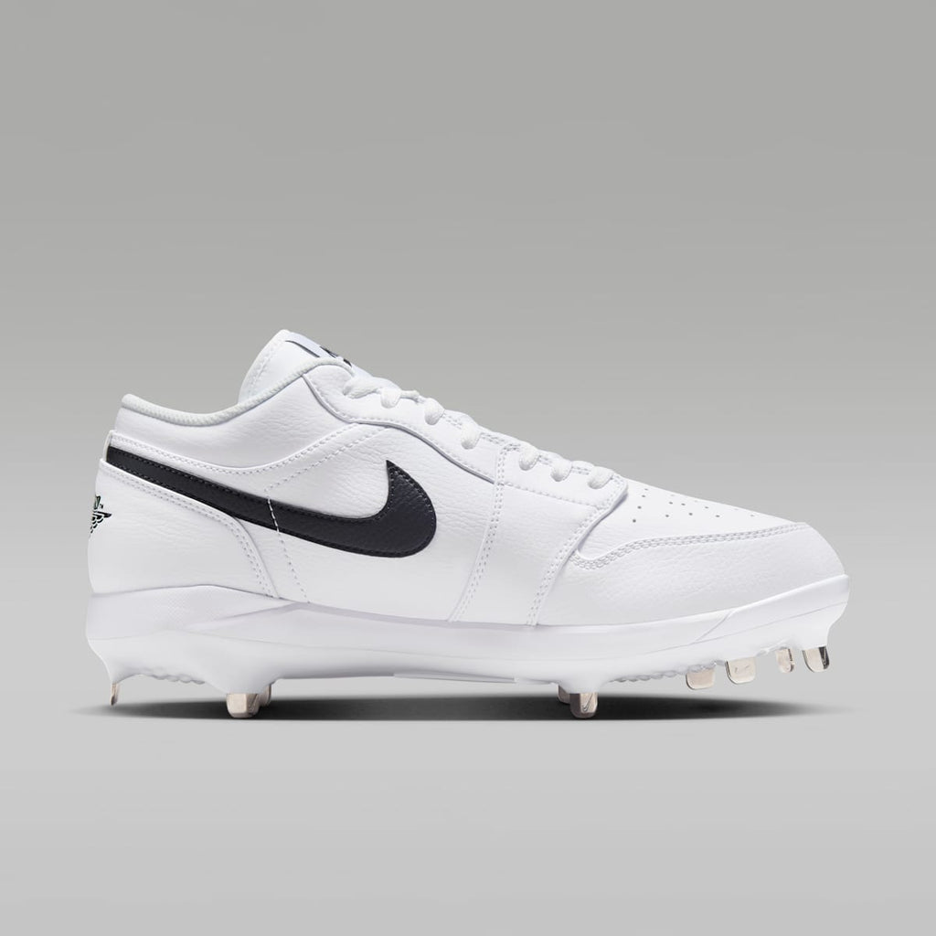 Jordan 1 Retro Low Metal Baseball Cleats - White/White/Black - Image 3