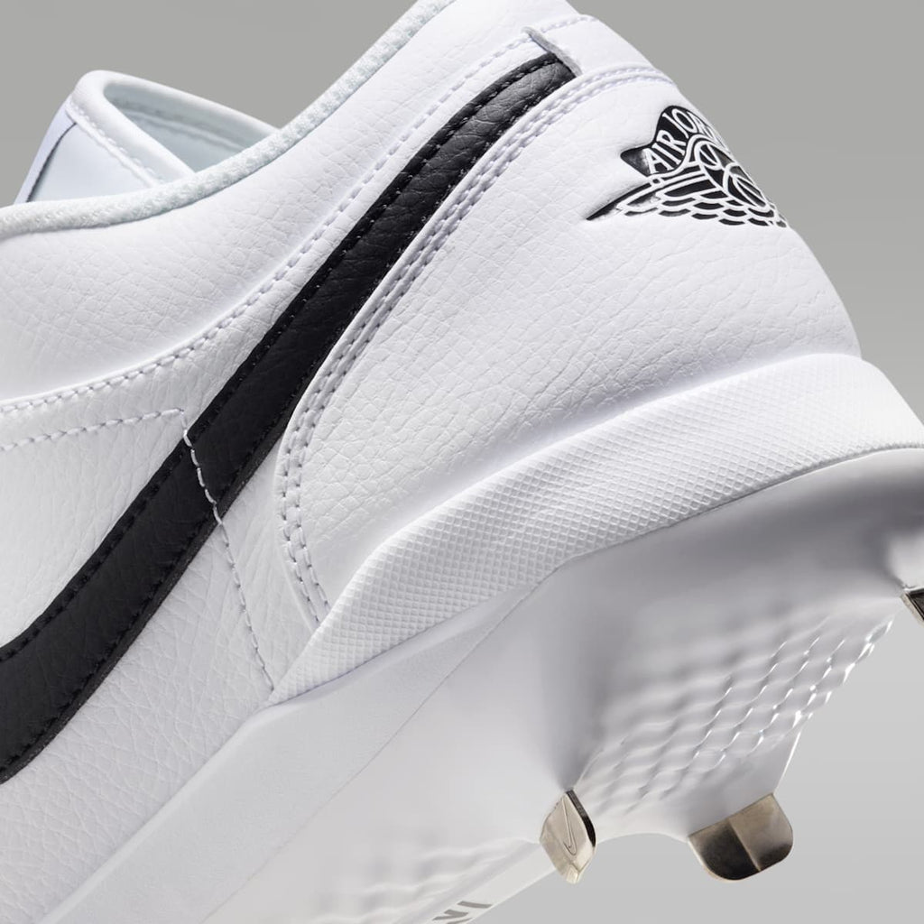 Jordan 1 Retro Low Metal Baseball Cleats - White/White/Black - Image 9