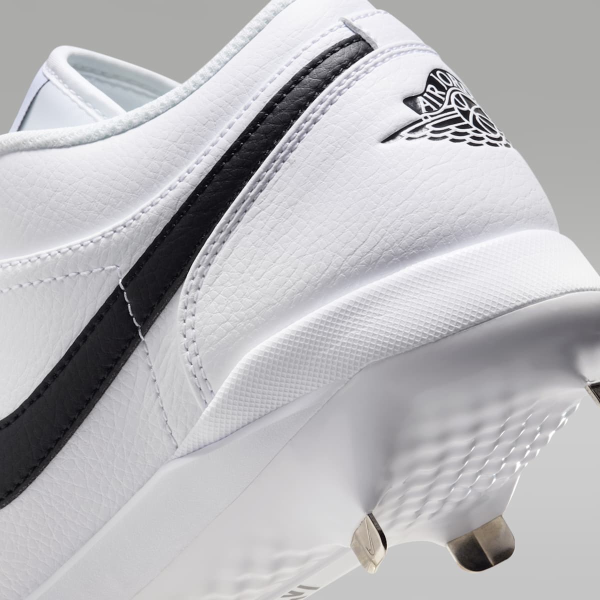 Jordan 1 Retro Low Metal Baseball Cleats - White/White/Black - Image 9