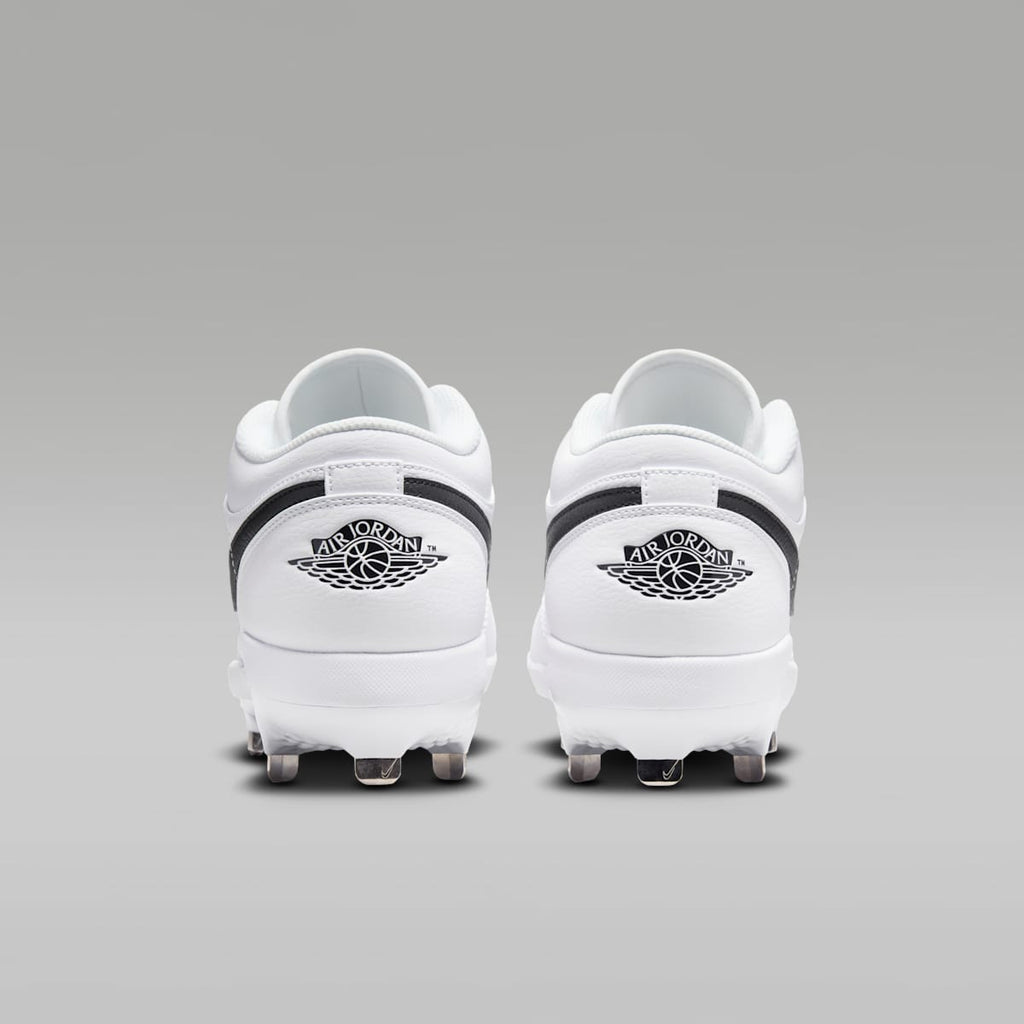 Jordan 1 Retro Low Metal Baseball Cleats - White/White/Black - Image 6