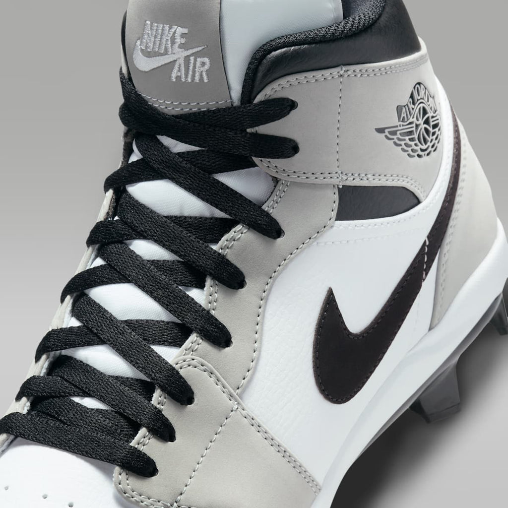 Jordan 1 Retro MCS Men's Baseball Cleats - Light Smoke Grey/White/Black - Image 8