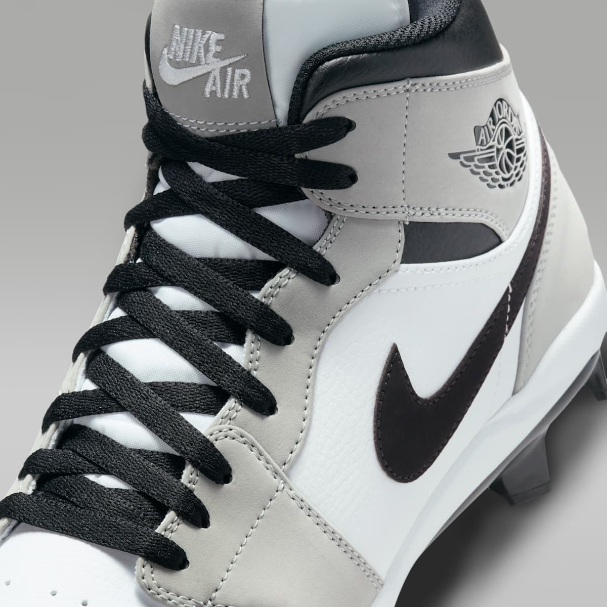 Jordan 1 Retro MCS Men's Baseball Cleats - Light Smoke Grey/White/Black - Image 8