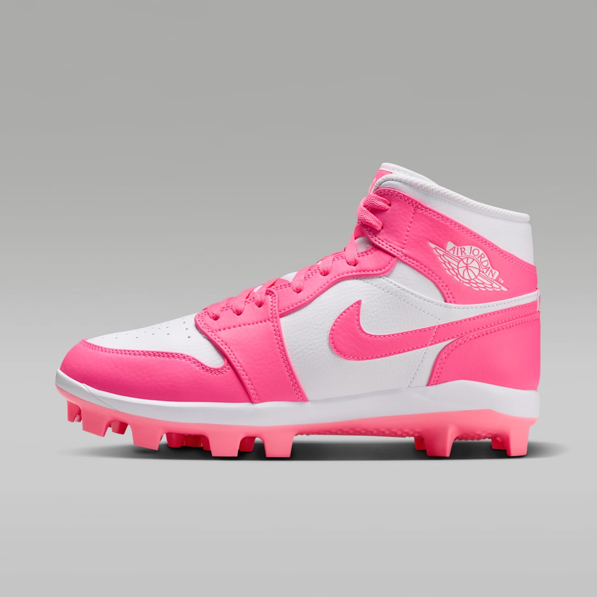 Jordan 1 Retro MCS Men's Baseball Cleats - White/Sunset Pulse/Digital Pink - Image 1