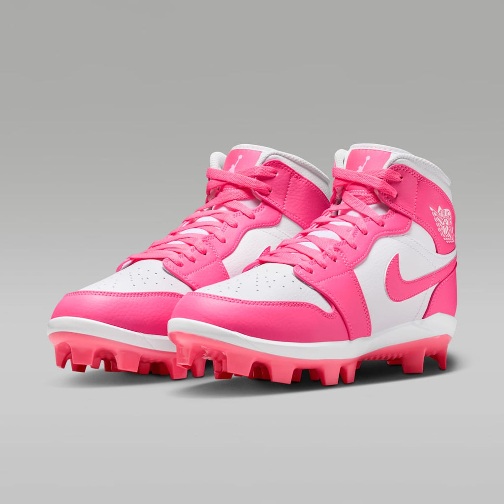 Jordan 1 Retro MCS Men's Baseball Cleats - White/Sunset Pulse/Digital Pink - Image 5
