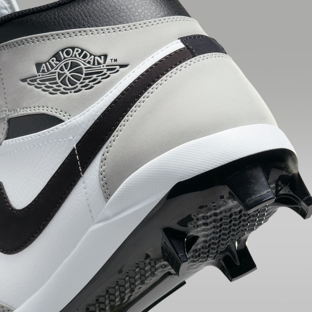Jordan 1 Retro MCS Men's Baseball Cleats - Light Smoke Grey/White/Black - Image 9